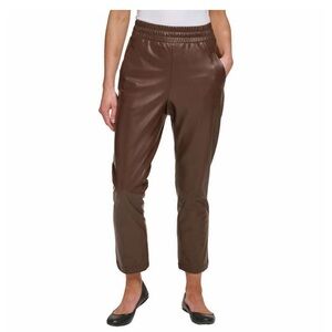 NWT DKNY Jeans Ladies' Faux Leather Pull-On Pant Brown